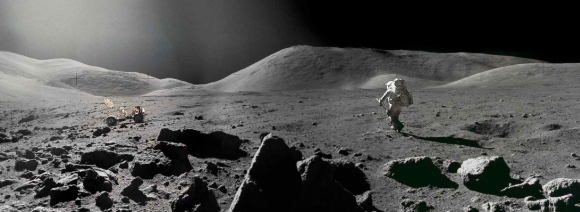 Apollo 17 Station 5 panorama image made by Hans Nyberg; original images from Eugene Cernan.