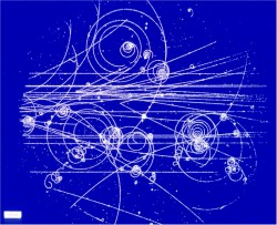 Energetic particle tracks in a bubble chamber (NASA)