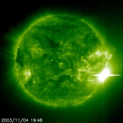 Solar flares will be a problem for future colonists (SOHO/EIT)