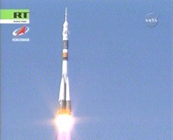 Soyuz TMA- 12 launch.  Image credit:  NASA TV 