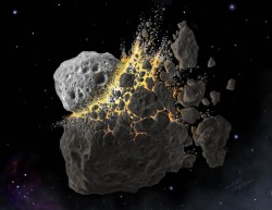 A huge impact with the asteroid Vista created a lot of debris (Don Davis)