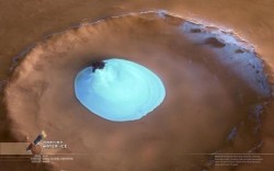 Mars crater with ice. Image credit: ESA Mars crater with ice. Image credit: ESA