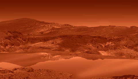artists-concept-titan Artist\'s concept of the liquid lake on Titan. Credit: NASA/JPL