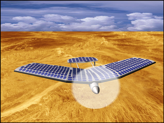 venus-solar-airplane. Artist\'s conception by Terence K. Condrich of InDyne, Inc.