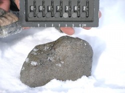A large meteorite found by the team. Photo credit: ANSMET 2007 Case Western Reserve University A large meteorite found by the team. Photo credit: ANSMET 2007 Case Western Reserve University