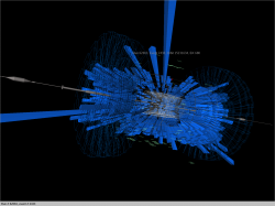 Debris from particles hitting the collimator blocks were detected in the calorimeters and muon chambers (CERN/LHC/CMS)
