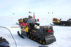 Snowmobiles, the vehicle of choice for Antarctic meteorite hunting. Photo credit: L. McFadden, 2007 Snowmobiles, the vehicle of choice for Antarctic meteorite hunting. Photo credit: L. McFadden, 2007