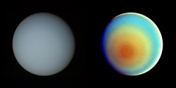 True-color and false-color image of Uranus. Image credit: NASA/JPL True-color and false-color image of Uranus. Image credit: NASA/JPL