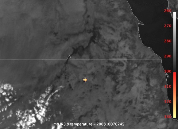 Asteroid 2008 TC3 seen from space in infrared.  Credit: EUMETSAT 