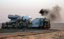 The Soyuz TMA-13 is transported to its launchpad for the Oct. 10th flight (AFP)