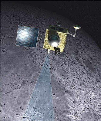 Artists impress of Chandrayaan-1 at the moon. Credit: ISRO Artists impress of Chandrayaan-1 at the moon. Credit: ISRO