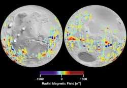 A map of Mars' magnetic fields - they're all over the place! Image Credit: NASA
