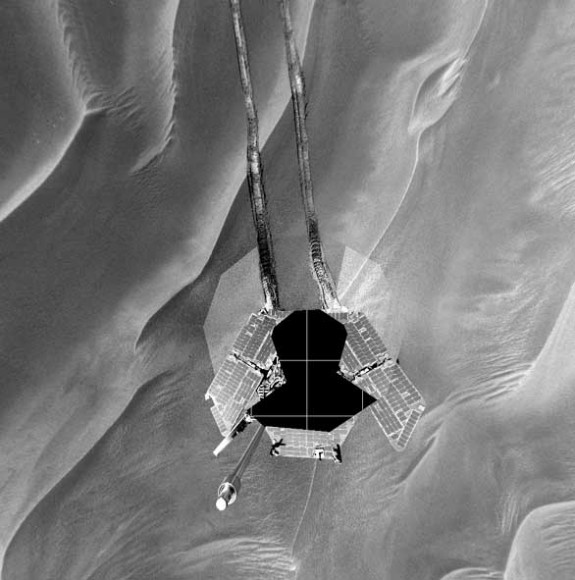 Opportunity's self portrait while stuck in the sand in 2005.  Credit: NASA/JP