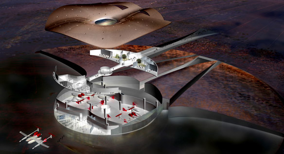 Cross section of Spaceport America. Courtesy of NMSA Cross section of Spaceport America. Courtesy of NMSA