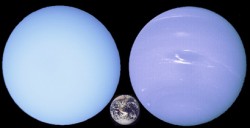 Uranus and Neptune, with Earth, for comparison. Image credit: NASA Uranus and Neptune, with Earth, for comparison. Image credit: NASA