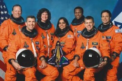 columbia_crew Coumbia Crew - On February 1, 2003, after a 16-day scientific mission, space shuttle Columbia disintegrated during its reentry into the Earth's atmosphere, killing astronauts Rick Husband, William McCool, Michael Anderson, David Brown, Kalpana Chawla, Laurel Clark, and the first Israeli astronaut in space, Ilan Ramon.