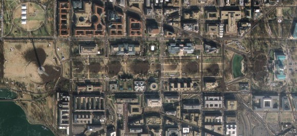 Today's inauguration as seen from over 400 miles high (GeoEye)