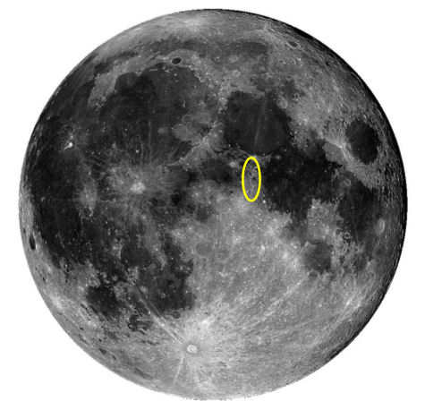 Chandrayaan-1 was flying over the nearside of the Moon when the flare went off – in a region of lunar highlands close to the crater Boscovich. Credit: STFC Chandrayaan-1 was flying over the nearside of the Moon when the flare went off – in a region of lunar highlands close to the crater Boscovich. Credit: STFC