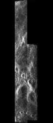 The two north-polar strips have been mosaicked to show the western rim of Seares crater.Credit: ISRO/NASA/JHUAPL/LPI Click for larger image. The two north-polar strips have been mosaicked to show the western rim of Seares crater.Credit: ISRO/NASA/JHUAPL/LPI Click for larger image