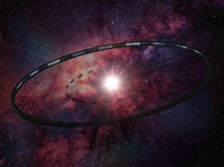 An artistic rendering of Larry Niven's Ringworld
