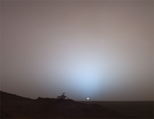 Special-Effects Spirit Silhouetted on "Jibsheet" Image Note: Rover model by Dan Maas; synthetic image by Koji Kuramura, Zareh Gorjian, Mike Stetson and Eric M. De Jong. Image credit: NASA/JPL-Caltech/Cornell Special-Effects Spirit Silhouetted on "Jibsheet" Image Note: Rover model by Dan Maas; synthetic image by Koji Kuramura, Zareh Gorjian, Mike Stetson and Eric M. De Jong. Image credit: NASA/JPL-Caltech/Cornell