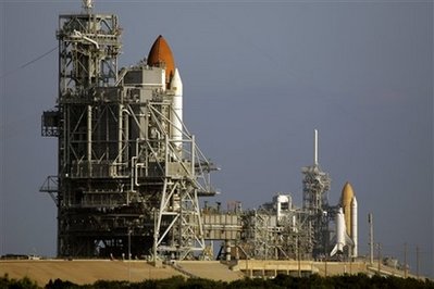 Two shuttles on the pads in September 2008.Credit: NASA