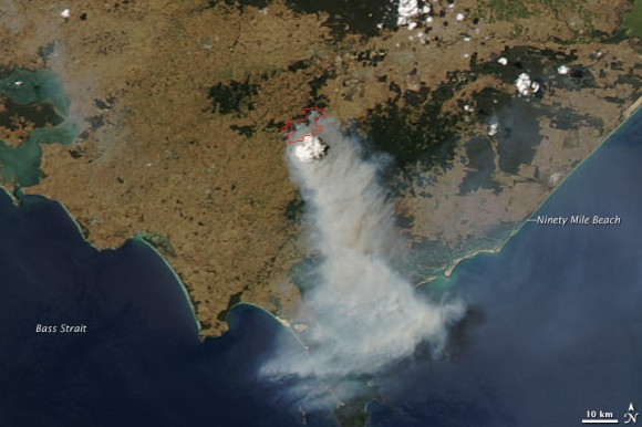 Satellite image of Australian bushfires from January 30, 2009. NASA image created by Jeff Schmaltz, MODIS Rapid Response Team, Goddard Space Flight Center. Satellite image of Australian bushfires from January 30, 2009. NASA image created by Jeff Schmaltz, MODIS Rapid Response Team, Goddard Space Flight Center.