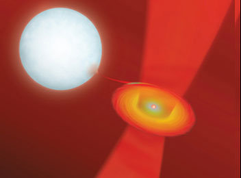 An artist’s rendition of the possible appearance of the double star system in the Red Rectangle nebula. Credit: Steven Lane An artist’s rendition of the possible appearance of the double star system in the Red Rectangle nebula. Credit: Steve Lane