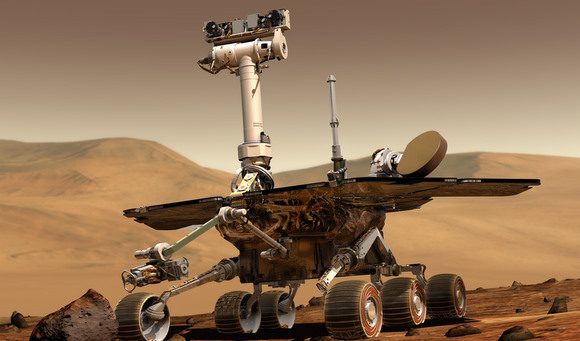 MER's camera mast, which holds several cameras, may have been hit by a cosmic ray. Credit: NASA/JPL MER's camera mast, which holds several cameras, may have been hit by a cosmic ray. Credit: NASA/JPL