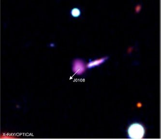J0108 in a combination of optical and X-ray. Image credit: X-ray: NASA/CXC/Penn State/G.Pavlov et al. Optical: ESO/VLT/UCL/R.Mignani et al. J0108 in a combination of optical and X-ray. Image credit: X-ray: NASA/CXC/Penn State/G.Pavlov et al. Optical: ESO/VLT/UCL/R.Mignani et al.