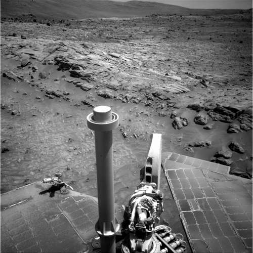 Raw image from Spirit from her Sol 1806. Credit: NASA/JPL Raw image from Spirit from her Sol 1806. Credit: NASA/JPL