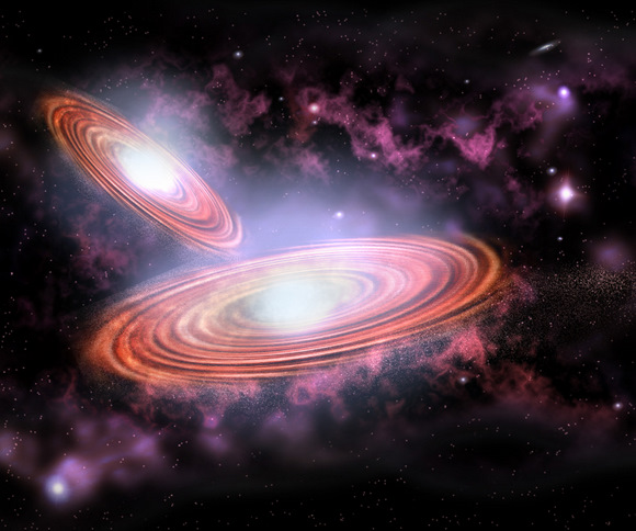 Artist's conception of the binary supermassive black hole system. Credit P. Marenfeld, NOAO