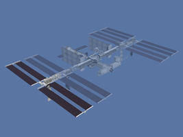 An artist's illustration of the ISS, with the fourth set of solar array wings highlighted. (Source: NASA An artist's illustration of the ISS, with the fourth set of solar array wings highlighted. (Source: NASA