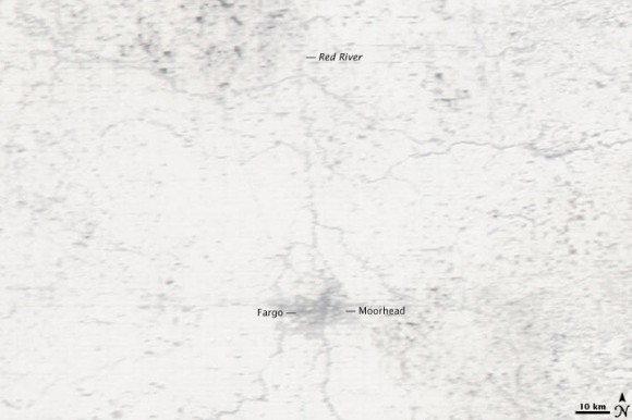 Red River in early March. Credit: MODIS on NASA's Aqua satellite. Red River in early March. Credit: MODIS on NASA's Aqua satellite.