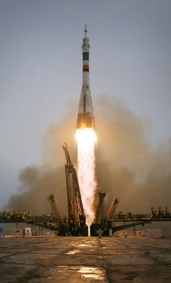 Soyuz launch.  Credit:  Bill Ingalls/NASA