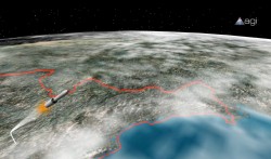 The satellite-carrying rocket will be directed to fly over Japan (Video courtesy of Analytical Graphics, Inc. www.agi.com)