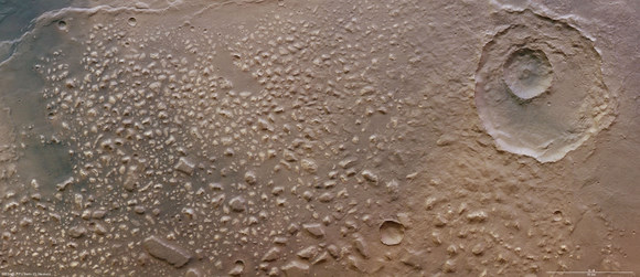 This image by the Mars Express High Resolution Stereo Camera, shows the region of Ariadnes Colles on the Red Planet. Credits: ESA/ DLR/ FU Berlin (G. Neukum) Click for larger version This image by the Mars Express High Resolution Stereo Camera, shows the region of Ariadnes Colles on the Red Planet. Credits: ESA/ DLR/ FU Berlin (G. Neukum) Click for larger version