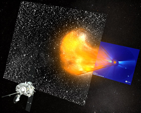 STEREO-A viewing a coronal mass ejection leaving the sun between December 12-13, 2008. Credit: NASA STEREO-A viewing a coronal mass ejection leaving the sun between December 12-13, 2008. Credit: NASA