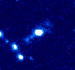 NICMOS image of merging galaxies.  Credit: C Conselice, A Bluck, GOODS NICMOS Team