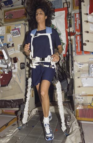 Astronaut Suni Williams on the ISS treadmill. Credit: NASA Astronaut Suni Williams on the ISS treadmill. Credit: NASA