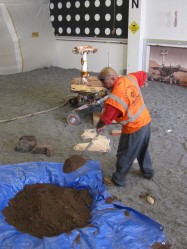 Workers at JPL start digging to replicate Spirit's situation on Mars. Image credit: NASA/JPL