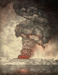 Illustration of the Krakatoa eruption. Illustration of the Krakatoa eruption.