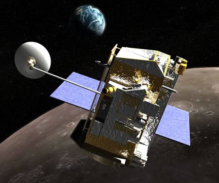 Artist concept of LRO in lunar orbit. Credit: NASA