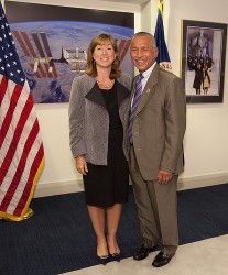 Garver and Bolden after they were sworn into office. Credit: NASA Garver and Bolden after they were sworn into office. Credit: NASA