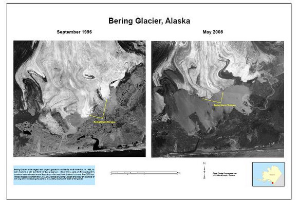Ice loss at the Bering Glacier. Credit: USGS