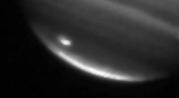 This image shows a large impact shown on the bottom left on Jupiter's south polar region captured on July 20, 2009, by NASA's Infrared Telescope Facility in Mauna Kea, Hawaii. Credit: NASA/JPL/Infrared Telescope Facility This image shows a large impact shown on the bottom left on Jupiter's south polar region captured on July 20, 2009, by NASA's Infrared Telescope Facility in Mauna Kea, Hawaii. Credit: NASA/JPL/Infrared Telescope Facility