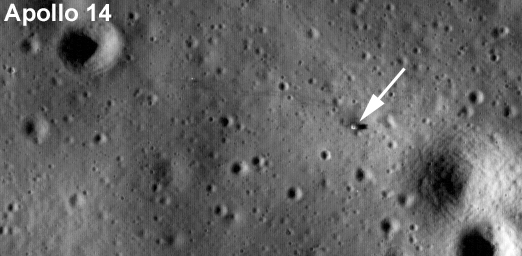 The Apollo 14 landing site imaged by LRO. Credit: NASA The Apollo 14 landing site imaged by LRO. Credit: NASA