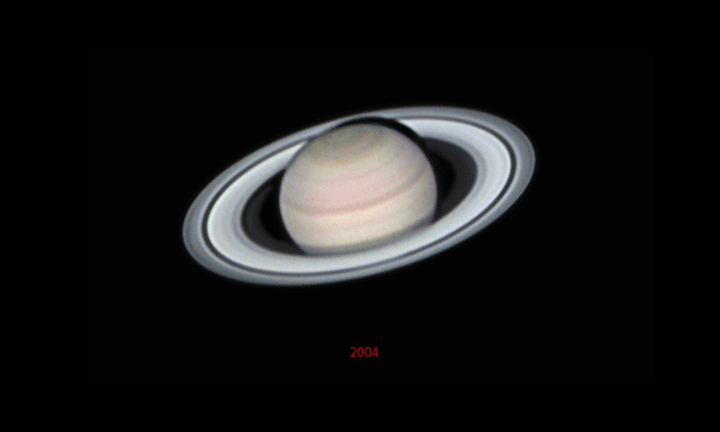6 years of Saturn observations were combined to create this animation showing the changing plane of the ring system as viewed from earth. Credit: Alan Friedman 6 years of Saturn observations were combined to create this animation showing the changing plane of the ring system as viewed from earth. Credit: Alan Friedman