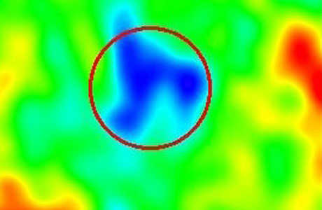 Region in space detected by WMAP cooler than its surroundings. But not really. Rudnick/NRAO/AUI/NSF, NASA. Region in space detected by WMAP cooler than its surroundings. But not really. Rudnick/NRAO/AUI/NSF, NASA.