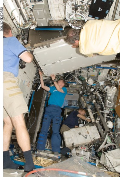 New freezer installed in the ISS. Credit: NASA New freezer installed in the ISS. Credit: NASA